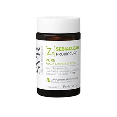 SVR - Sebiaclear Probiocure - Complément alimentaire anti-imperfections – Peaux grasses à tendance acnéique – Zinc, Sélénium, Ortie, Probiotiques – 30 gélules
