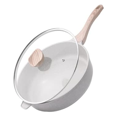 Kordisen Poele Ceramique Induction 30 cm, Poêle à Frire Profonde Antiadhésive avec Couvercle, Saine et Non Toxique, Sans PFOA et PFAS