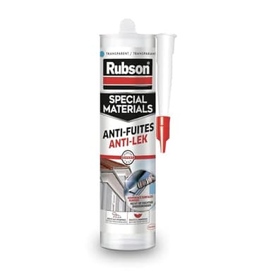RUBSON Mastic Special Materials Anti-Fuites, réparation et colmatage de fuites sur toitures et gouttières- Coloris Transparent -Cartouche 280ml