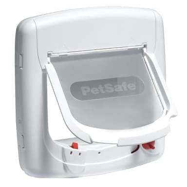 PetSafe - Chatière Magnétique Deluxe Staywell pour Chat avec Système de Verrouillage à 4 Positions - Collier avec clé magnétique - Facile à Installer – Blanc