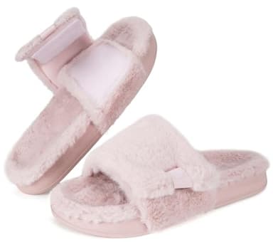 Chaussons Femme Pantoufles Chaussures Réglables Scratch Diabéthique Chaussons Peluche Chaud Claquette Hiver Rose Pâle Étiquette 250=39-40EU