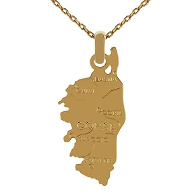 Lot pendentif carte Corse Plaqué Or 18 carats + Chaîne 50cm Plaqué Or - Neuf