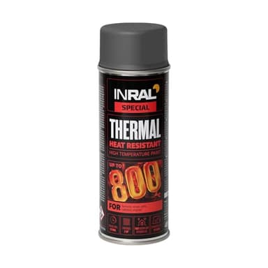 INRAL Peinture Résistante à Haute Température Gris – Peinture Mat Gris pour Métal – Peinture Durable et Résistante à la Chaleur – 400 ml Peinture pour Four Gris Mat pour Bricoleurs