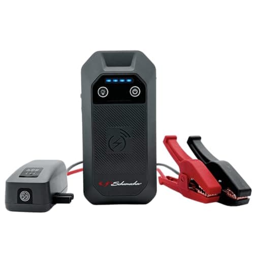 Schumacher Electric Compact SBX504 - Booster Batterie Voiture 1000A 12V - Démarreur Lithium avec Pinces Sécurisées - Moteurs Essence 6L/Diesel 3L - Charge sans Fil, LED - Mode Override et Pre-Boost