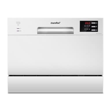 COMFEE' TD602E-W Lave-vaisselle compact pose libre, écran LED, 6,5 litres, blanc, niveau sonore : 47 dB