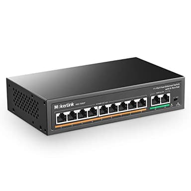 mokerlink 11 Ports PoE Switch with 9 Port PoE+, 2 Fast Ethernet UpLink, 100 Mbps, 120W 802.3 AF/at PoE, Fanless Plug & Play Network Switch