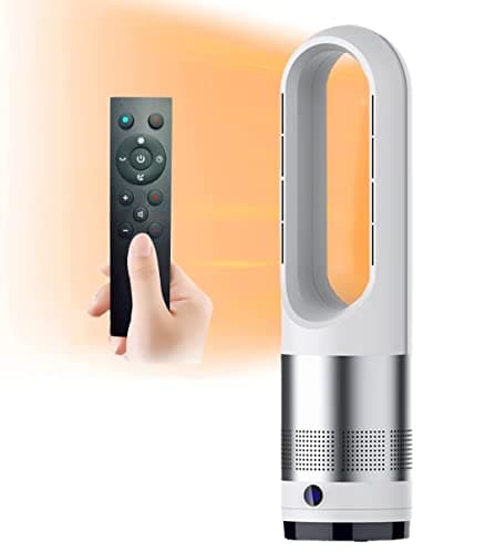 Ventilateur chaud et froid avec télécommande,ventilateur domestique sans lame,ventilateur de chauffage 1400W,8 vitesses,minuterie 8H,affichage LED,ventilateur de circulation d'air oscillant à 80°