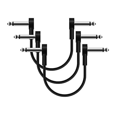 SONICAKE Guitare Patch Câble 15cm Cordons Patch 6.35mm Mono pour Pédales D'effet Guitare/Basse Noir Pack de 3