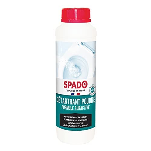 SPADO - Détartrant WC en Poudre - Nettoie, Détartre & Fait Briller - Mousse Active Anti-Calcaire - Fabrication Française - Flacon 750 g