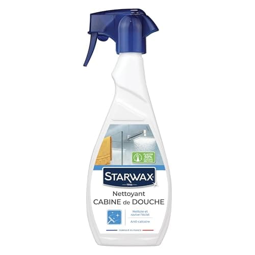 STARWAX - Nettoyant Anti-Calcaire pour Cabine de Douche - Produit d'Entretien Multi-Surfaces - Nettoie, Elimine le Calcaire et Fait Briller - Usage Quotidien - Fabriqué en France - Spray 500 ml