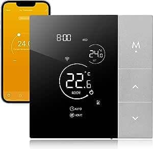 Beok Contrôleur de Température Smart Thermostat WiFi 3A Commande à Distance pour Le Chauffage de Chaudière à Gaz Tuya Smart Life Compatible avec Google Assistant et Alexa Commande Vocale