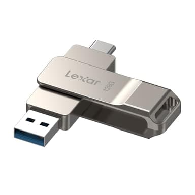 Lexar D40E 128 Go Double clé USB 3.2 Gen 1 Type-C Jump Drive, clé USB-C Flash Drive Boîtier métallique Pivotant Conception Clé USB, Compatible avec l'iPhone 16