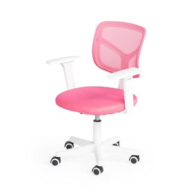 FurnitureR Chaise de Jeu Compacte Rose, Design Pivotant Ergonomique, Accoudoir Réglable, Matériau en Maille Respirant, Style Moderne Compact, Siège de Bureau à Domicile, Mobilité Facile, 50x53x87cm