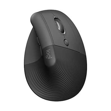 Logitech Lift Souris Ergonomique Verticale, Sans Fil, Bluetooth ou récepteur USB Logi Bolt, Silencieuse, 4 boutons, Compatible avec Windows/macOS/iPadOS, Ordinateur Portable, PC - Graphite