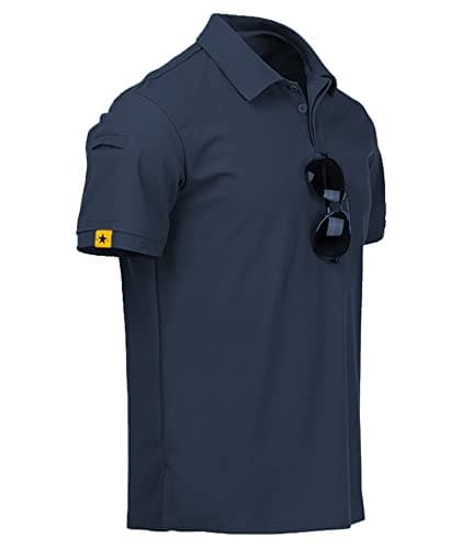 JACKETOWN Polo Hommes Manches Courtes Séchage Rapide Respirant Polos pour Hommes Patte de Golf Tennis T-Shirts Sport Chemise Basic Regular Fit Polo(Bleu Marine XL)