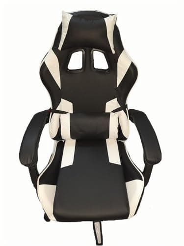 sinlikon Chaise de gaming ergonomique avec repose-pieds et appuie-tête, coussin lombaire, chaises de bureau pour gamer, bureau (blanc)