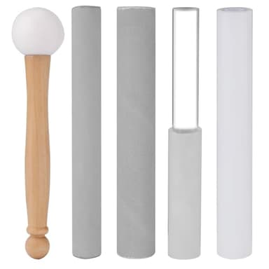 5pcs Maillets pour Bol Chantant en Cristal, Manche en Bois Maillet en Acrylique Transparent Bâton de Bol Sonore Creux avec Manche en Bois Outil de Chant en Cristal pour Jouer