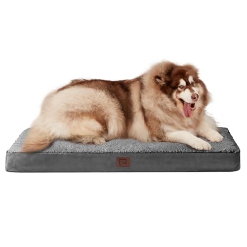 EHEYCIGA Panier Chien XXL Orthopedique, Coussin Chien Dehoussable Lit pour Chien Lavable, Tapis Epais pour Chien Grande Taille, Matelas Chien, Gris, 120x74x10cm