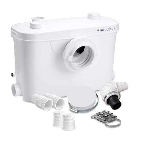 Aquamatix Broyeur Sanitaire 400 W Pompe de Relevage sanitaires 100 L/min Distance de pompage verticale de 6,5 m avec 3 entrées pour Toilettes, Évier et Baignoire avec filtre à charbon