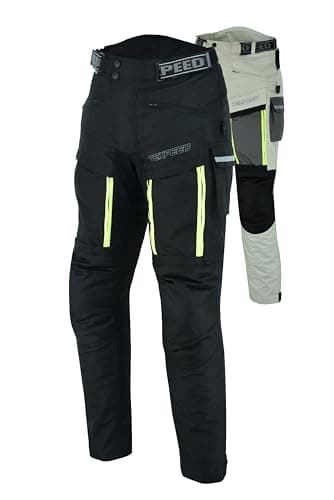 Texpeed Pantalon de Moto Homme Renforcé - Hiver/été Cordura Imperméable - Toutes Tailles - avec Armure CE Protection (en 1621-1) - Noir - L