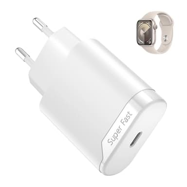 Prise Chargeur pour Câble A pple Watch SE 10, Montres compatibles série iWatch Ultra 2 9 8 7 6 5 4 3, 20W Charge Rapide Secteur USB C