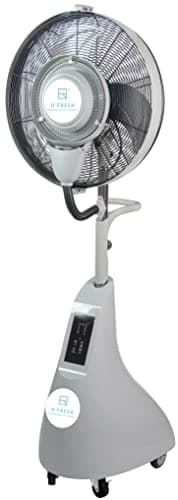 O'FRESH Ventilateur Brumisateur Terrasse Design Haute Performance pour Extérieur - Ventilateur sur Pied 170 cm + Système de Brumisation - Repousse les moustiques et nuisibles - Capacité : 60 m²