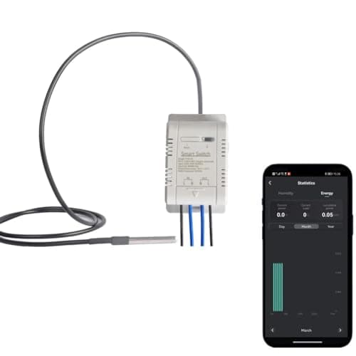 Yueyang Interrupteur capteur de température WiFi 16A, tuya Smart capteur de température Moniteur, Mesure de la Puissance, Compatible Alexa Google Home , th16+ds18b20
