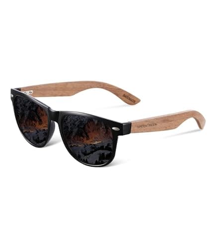GREENTREEN Lunettes de Soleil Polarisées Bois pour Hommes et Femmes: Protection UV400 et Anti-éblouissement - pour Conduire Randonnée Plage Pêche et Voyage (gris)