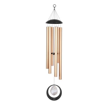 Sonic Energy Carillon de méditation en agate gris (MCDT50AB) avec pierre d'agate et 6 tiges sonores (432 Hz) - Pour jardin et détente - 128 cm - Aluminium bronze