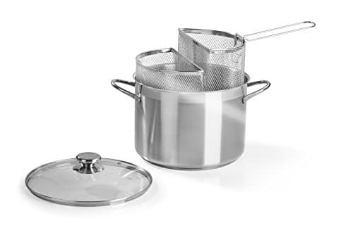 Barazzoni Pot avec Double Panier, ø24cm, Capacitè 6 lt, Acier Inoxydable 18/10, Induction, fabriqué en Italie., 24.5x34x17.7 cm