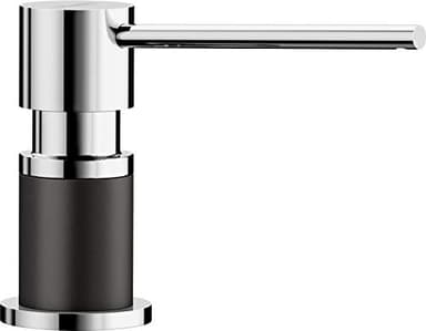 BLANCO LATO – Distributeur de Liquide Vaisselle encastrable pour évier de Cuisine – Remplissage Facile par Le Haut – Réservoir de 300 ML – Aspect Silgranit Anthracite/Chrome – 525810 S