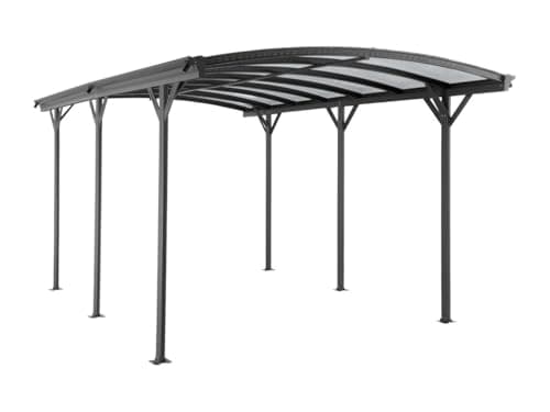 Vente-unique - Carport pergola Simple autoportant en Aluminium - 1 Voiture - 15,15 m² - Gris Anthracite - BARESA