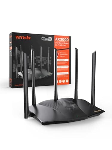 Tenda RX12 Pro WiFi Router, AX3000 Dual-Band WiFi Router, 5 * 6dBi High Power Antennas, Wide Coverage, LAN/WAN Ethernet Ports Without Configuration, Intelligent Visitor Management