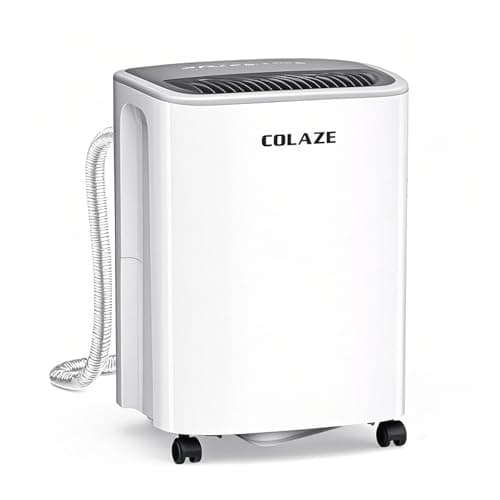 COLAZE Deshumidificateur d air 12L/24h, Convient jusqu'à 120 m³/30 m², Déshumidificateur est équipé de tuyaux et de roulettes, Deshumidificateur électrique d'humidité silencieux pour Cave, Chambre