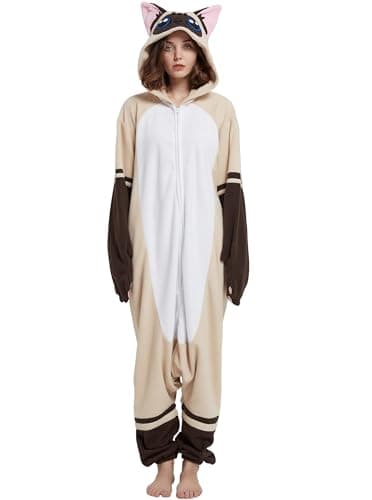 DarkCom Unisexe Adulte Cosplay Siamois Animal Onesie Kigurumi Costume Une pièce Pyjama vêtements de Nuit Combinaison S