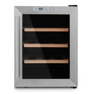 LES PETITS CHAMPS Cave à Vin Encastrable 12 Bouteilles CAVS12, Capacité 31L, Portes en Acier Inoxydable, Réglable de 11°C à 18°C, Système Thermoélectrique, Éclairage LED, Anti-UV, 3 étagères