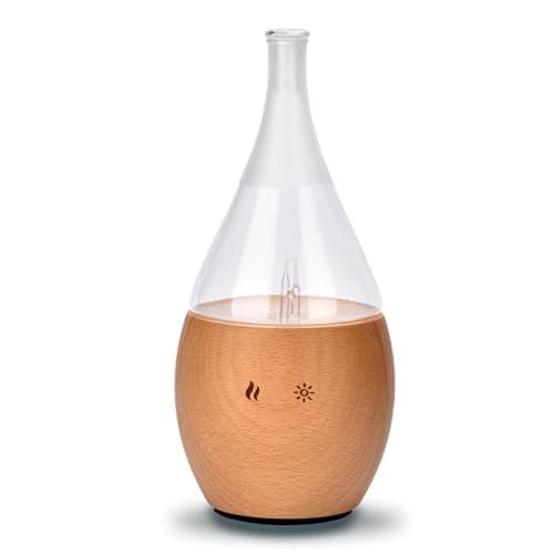 Zen'Arôme - Diffuseur d'Huiles Essentielles par Nébulisation Programmable Bolea - Intensité Réglable (jusqu'à 100m²) et Éclairage LED - Diffusion à Froid pour l’Aromathérapie, Minuterie - Bois, Verre
