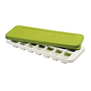 Joseph Joseph Quicksnap Plus, Bac à Glaçons avec Couvercle Empilable, 14 Glaçons, Vert