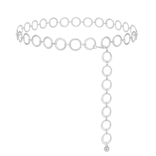 WERFORU Ceinture tendance pour femme - En métal - Réglable - Pour robe, A-argenté., Länge 130cm (Passt Taille unter 115cm)