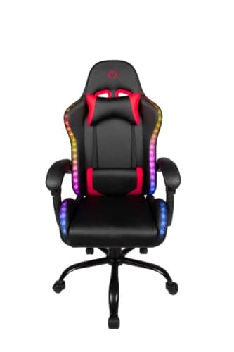 Konix Chaise de Bureau Gaming Phantom - Éclairage RVB - Inclinaison siège 135° - Cuir synthétique Lisse - Coussin lombaires et cervicaux - Noir