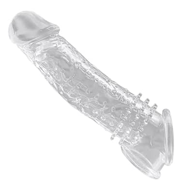 Manchon de Pénis Pour Homme,Penis Crystal Thread Extension Cock Sleeves Préservatifs Réutilisables,Retard Rehausser Gaine Réaliste Pénis Extenseur Plaisir Couple Jouets(Transparent)