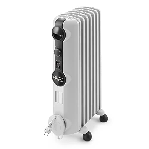 De'Longhi Radia S TRRS0715, Radiateur Électrique pour Pièces jusqu'à 45m³, Radiateur Bain d'Huile avec 3 Niveaux de Chauffage, Boutons Réglables, 1500W, Blanc