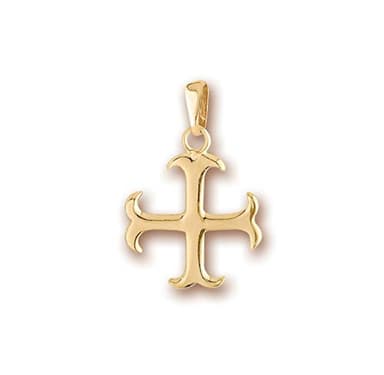 Pendentif en Plaqué Or 18 carats - Croix Templière - Sachet Velours Offert