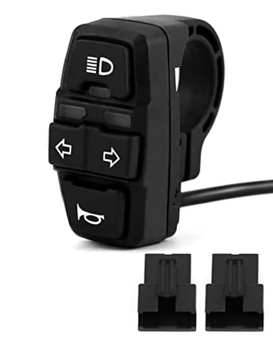 QWORK® 22mm Interrupteur de Guidon Moto - 3 en 1 - Commutateur de Phare/Clignotant/Klaxon pour Moto, Vélo Électrique, VTT, Scooter Électrique