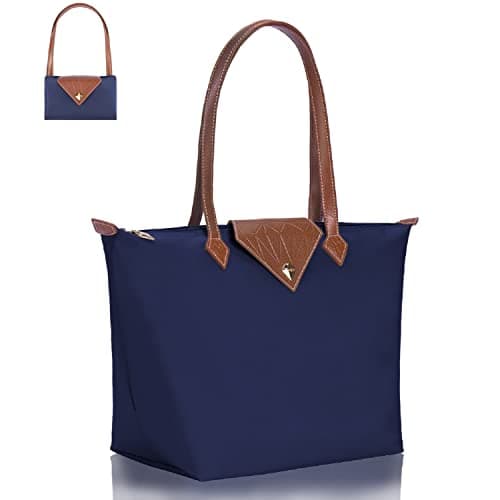 BOJLY Sac à main pour femme, sac à bandoulière 21 l, sac à bandoulière étanche, pliable, bleu, grand pour les loisirs, les voyages, le bureau, les courses, bleu
