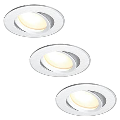 HCFEI Lot 3 Spots LED Encastrables GU10 Module 3W 220V, Blanc Chaud 3000K avec Ampoules LED, Rond Plafonnier- Orientable, Dimmable, alu brossé
