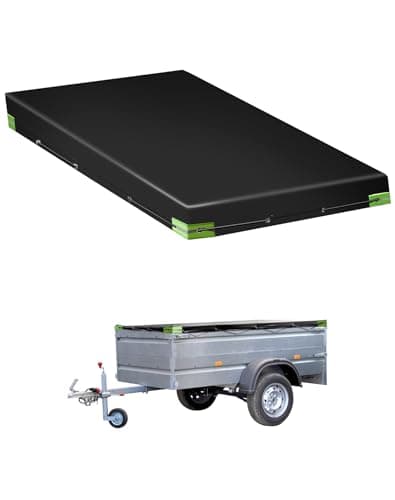 QWORK® Bâche Remorque avec Corde Bâche - 258x135x8CM - Matériau PVC 420D Renforcé - pour Remorques de Voitures de 500KG - 750KG, Noir
