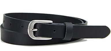 Frentree Ceinture en cuir pour femmes MADE IN GERMANY, 2 cm étroite ceinture de base en cuir véritable pour la taille et les jeans, noir
