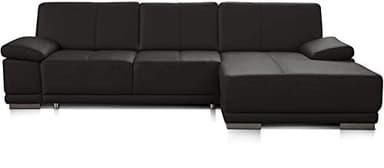 CAVADORE Corianne Canapé D’Angle en Cuir Véritable, Canapé-lit Fonction Convertible Et Accoudoirs Réglables des 2 Côtés, 282 x 80 x 162 cm, Marron