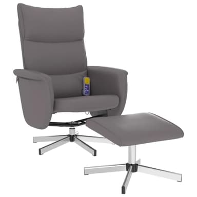 vidaXL Fauteuil Inclinable de Massage avec Repose-Pied, Chaise de Relaxation avec Dossier, Siège avec Accoudoirs Salon, Moderne, Gris Similicuir